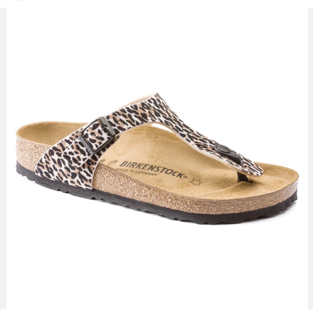 Birkenstock Gizeh BirkoFlor Animal Thong Sandal Minimalist Leopard Neutral Flats
